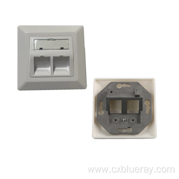 German type 80x80mm with metal keystone frame angled port 2 port wallplate & faceplate